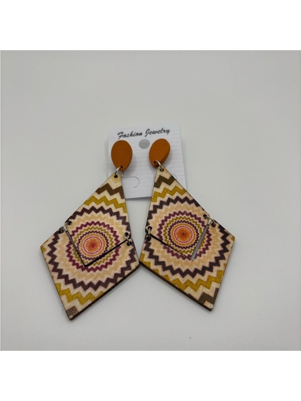 ✨5/$25✨ Geometric Pattern Earrings with Orange Accents
